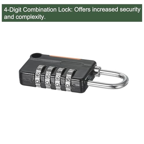 Image of YOKIVE 1 Set 4 Digit Combination Lock with Security Cables, Outdoor Padlock Steel Lock Chains | Great for Lockers Baggage Bikes (Black, 3Ft)