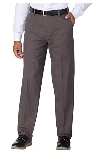 Kirkland Signature Men’s Non-Iron Comfort Pant with Expander Waist (Brown Fancy, 34x32)