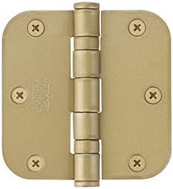 Emtek 9400 Steel Hinges (Pair) - High Duty Ball Bearing - 5/8 Radius Corners - 3 1/2 x 3 1/2 - 940334 - Satin Brass (US4)