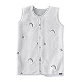 プッパプーポ スリーパー フランネル 袖なし 2WAY 冬用 (01スター×グレー, M)