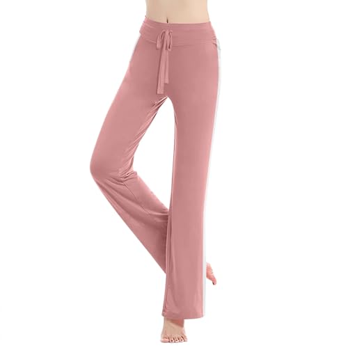 Yoga Pants Women Side Striped High Waist Wide Leg Pants Athletic Casual Drawstring Pant Comfy Stretch Trousers2