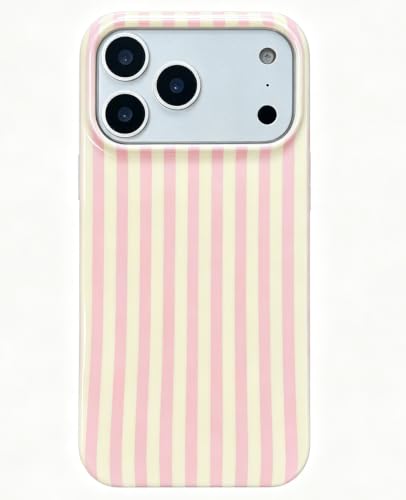 J.west for iPhone 18 Pro-Max Case/iPhone 17 Pro Max Case Cute Striped Phone Case Soft TPU Slim Shockproof Phone Cover for Women Girls, Pink Yellow