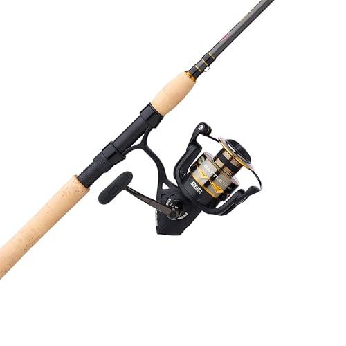 Penn 7 Battle IV Travel Spinning Reel and Fishing Rod Combo Kit 4000 Reel CNC Gear Technology Full Metal Body and Sideplate HT-100 Drag System Includes Soft Travel Case and Spare Spool