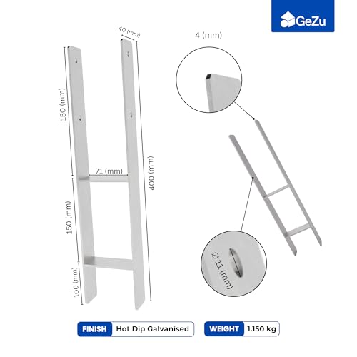 Anclaje de poste H 71mm soporte base elevada galvanizado juego de 4 anclajes para pilares madera 3