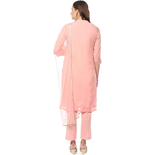 Image of BIBA Women Cotton Blend Straight Kurta Suit Set