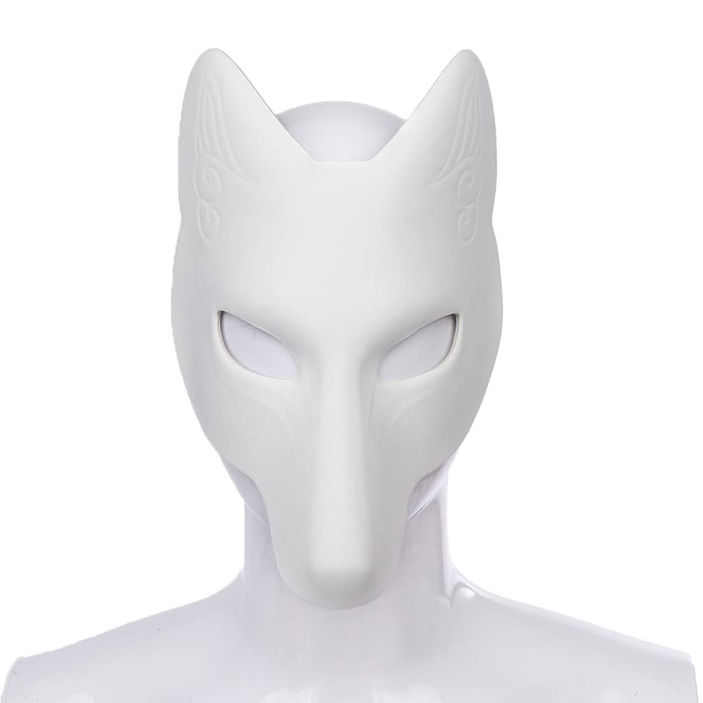 SOIMISSMasquerade Mask DIY Fox White Paper Mache Diy Full Panitable Blank Masquerade Party Decor