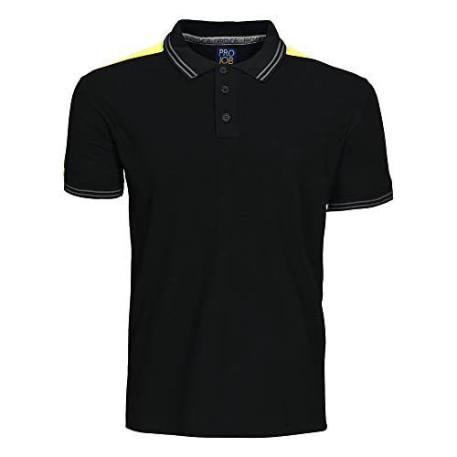 Polo homme 3XL noir et jaune confortable pour forte carrure