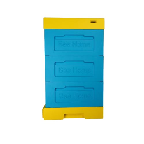 Styroporbeute mit Hygieneboden (Gelb-Blau) - SET mit 30 Zander-Hoffmann Rähmchen