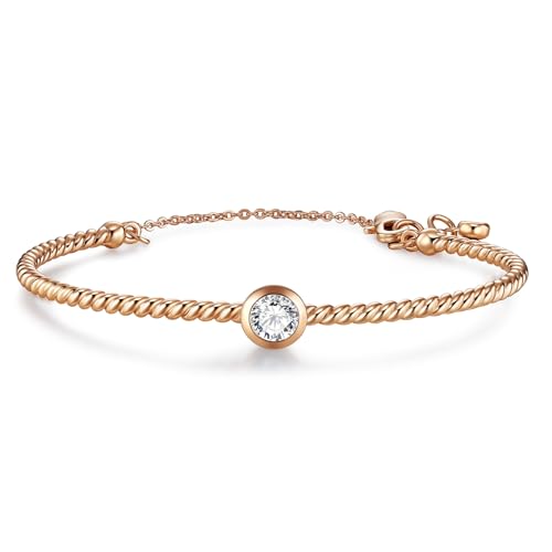 Lyniuoy Plaqué or rose18 Carats Câble torsadé Bracelet Femme,Bijoux Femme, Romantique Cadeau Femme-Idées Uniques pour Anniversaire, Fête des Mères,...