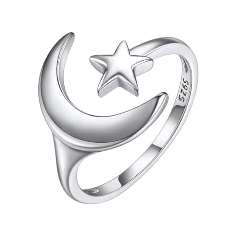 Sterling Silver Moon Star Adjustable Ring Cover