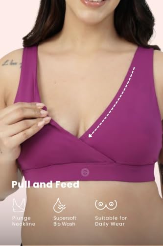 Image of ZELENA Maternity Padded Bra | Removable Cups, Broad Waistband | Soft Stretchable Modal Fabric | Easy Pull Nursing Bra for Pregnancy and Breastfeeding