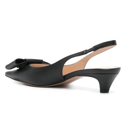FOWT Women Pointed Toe Slip on Pumps Bow Kitten Low Heel Slingbacks Comfortable Prom Dance Shoes Size 4-16 US3