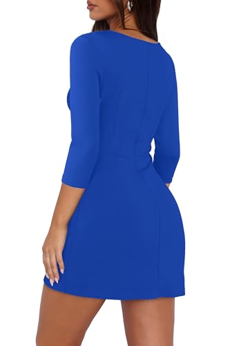 Image of RUMIA Womens Fall Dress Crew Neck 3 /4 Sleeve Bodycon Party Club Mini Dresses