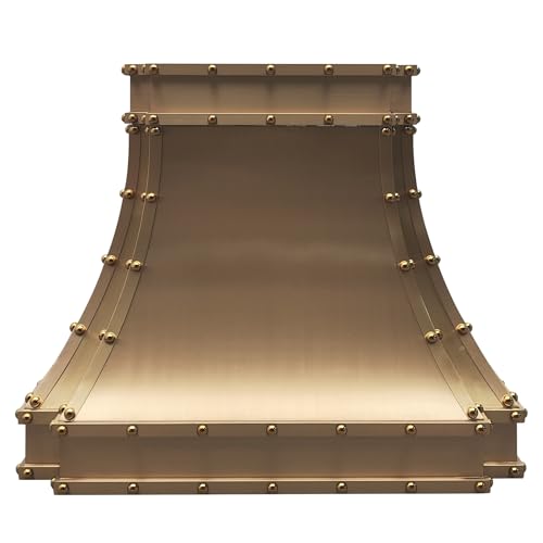 Brass Range Hood Wall Mount 30'' W, 30'' H, 21'' D, CT Copper Tailor Custom Handmade Metal...