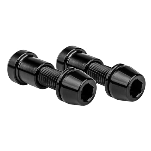 SUNCN チタンボルト M5x16 18 20mm ワッシャー付き 六角頭ねじ チタン製円筒ナット 自転車ステム前フォークロック用 1セットあたり2個 (黒, M5x16mm、テーパーヘッド)