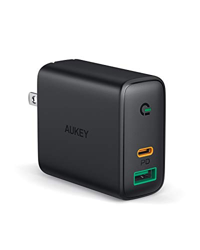 AUKEY Focus iPhone Fast Charger 30W 2-Port USB C Charger for iPhone 12/12 Mini/12 Pro Max, PD 3.0 Fast Charger, USB C Wall Charger for iPhone 11 Pro Max/8 Plus, Pixel 5, MacBook Air, iPad Pro, Switch