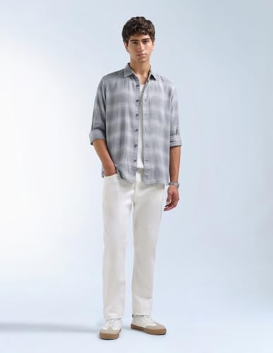 Image of Flying Machine Men's Slim Fit Shirt | Checked | Long Sleeves | Shirt for Man