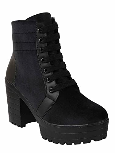 Women and Girls Casual Trendy Comfortable Suede Lace up Boots,Hee...