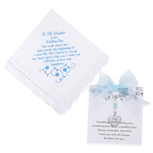Image of MIXJOY Something Blue Gift for Bride, Wedding Day Bridal Blue Pearl Angel Wings Bouquet Garter Charm for Bride to Be