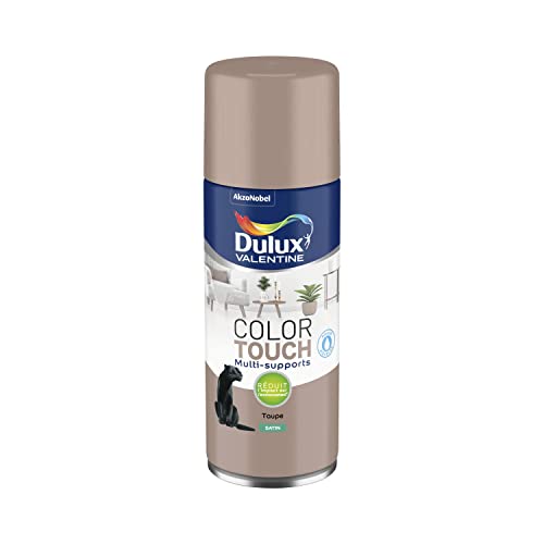 Dulux Valentine Peinture Intérieure et Extérieure Aérosol Color Touch - Pour bois, plastique, PVC, carton, papier - Taupe Satin - 400ml