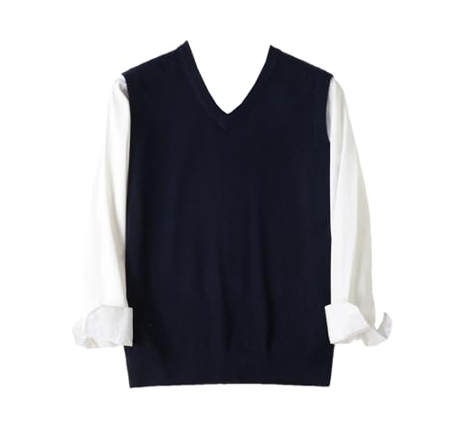 Mnjyihy Men's Loose V-Neck Sleeveless Sweater Classic Pullover Knitted Vest Casual Sweater Vest