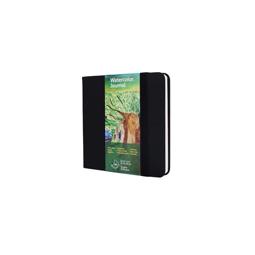 Image of tumuarta Square Watercolor Journal,140 LB,300 GSM,5.5X5.5, Cotton Paper,Cold Press,24 Sheets, Watercolor Paper Sketchbooks for Use As Travel Notebook and Mixed Media Pad
