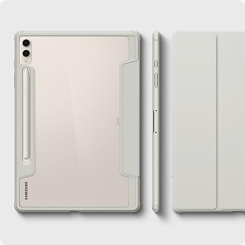 Image of Spigen for Galaxy Tab S10 Plus Case (2024), Galaxy Tab S9 Plus Case (2023), Ultra Hybrid Pro Protective Tri-Fold Cover with Transparent Back and S Pen Holder, 12.4 inch, Gray