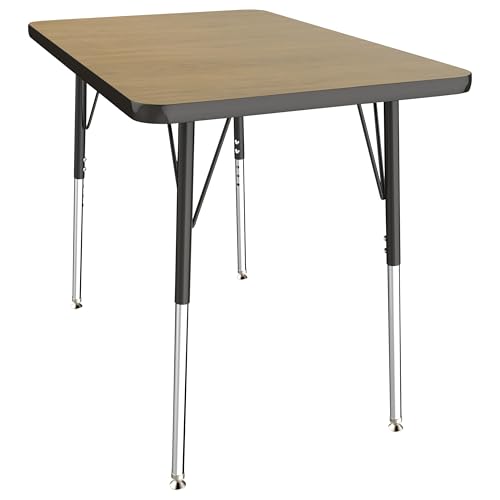 FDP 24" x 36" Rectangle Table with Swivel Glide Legs - Pasadena Oak/Black
