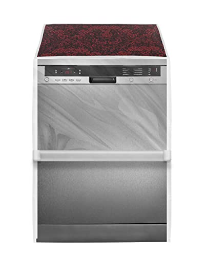 Image of Classic Dishwasher Cover Suitable for Voltas Beko of 12, 13, 14 and 15 Place Setting (63cmsX63cmsX81cms, Red Flower)