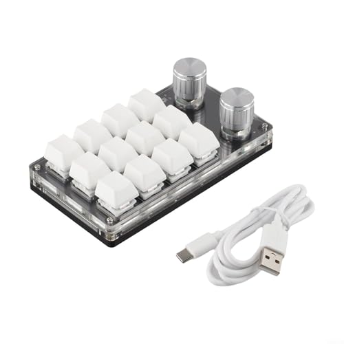Petit clavier mécanique avec 12 touches programmables et 2 boutons supportant des actions complexes et des commandes multimédias pour bureau, jeux et laboratoire...