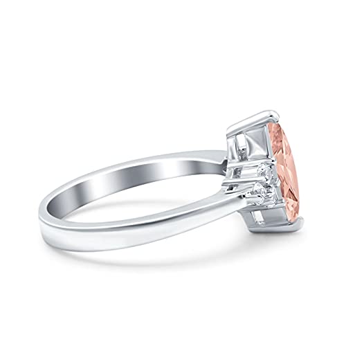 Blue Apple Co. Vintage Art Deco Marquise Wedding Engagement Bridal Ring Simulated Cubic Zirconia 925 Sterling Silver2