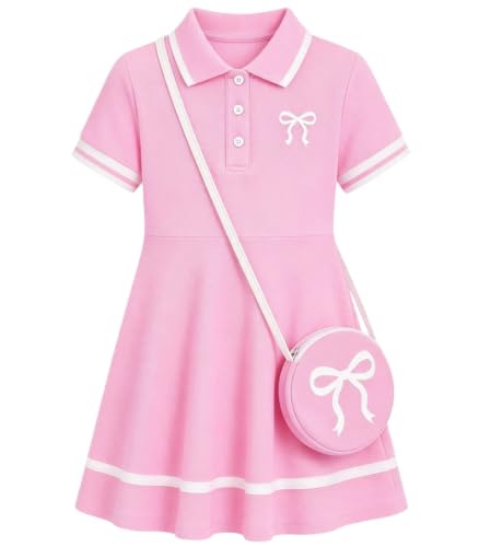 Move Dance Little Girls Sporty Dress Size 5-6 Pink Sundress with Bag - image 1