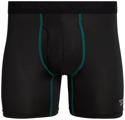 Reebok Men's Boxer Briefs - 4 Pack Soft Performance Boxers for Men with Fly Pouch - Quick Dry Active Mens Underwear Pack S-XL, Size Large, Black Contrast3