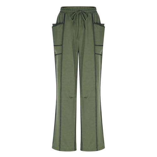 Barrel Sweatpants Women Wide Leg High Waisted Drawstring Pants Baggy Casual Lounge Patchwork Sweatpants with Pockets4