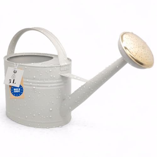 LIVLIG Gießkanne 5 Liter Greige, hochwertige Metallgießkanne...