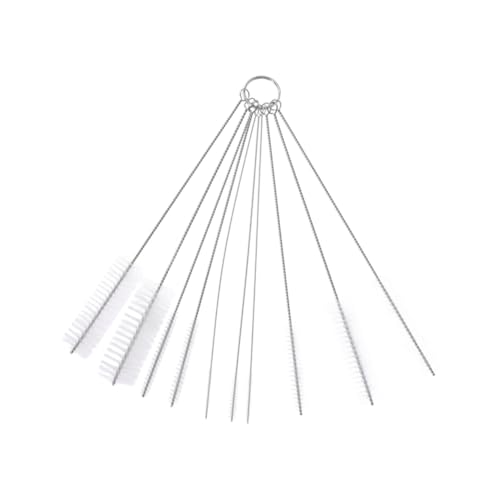 FRCOLOR Cleaning Brush Kitchen 10pc Nylon Cleaning Brush Wire Tube Brush Kitchen Brush Airbrush Accessories Spiral Wire Brush Tube Cleaning Brush Pan Brush Flat Brush Long Handle White