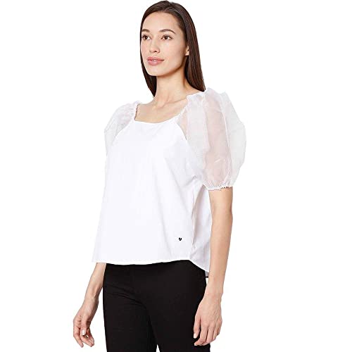 Image of Spykar Women's Solid Slim Fit Shirt (WSH-02BA-009 White M)