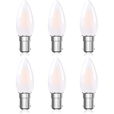 Bonlux Small Bayonet Candle Bulbs 4W B15 LED Candle Bulbs, 40W Equivalent, SBC B15D LED Bulb Small Bayonet Dimmable, Warm White 2700K, B15 Small Bayonet LED Frosted Candle Light Bulbs (Pack of 6) Cover