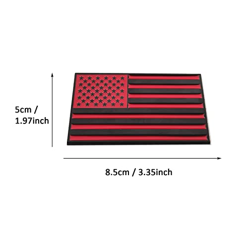 Image of 1Pc American Flag Sticker Decal 3.35 inch Metal Flag Car Stickers Emblem Bumper Stickers Logo for Vehicle Car Fender Side Tailgate USA US Flags Decals for Trucks Motorcycle 3D Badge (Black red)