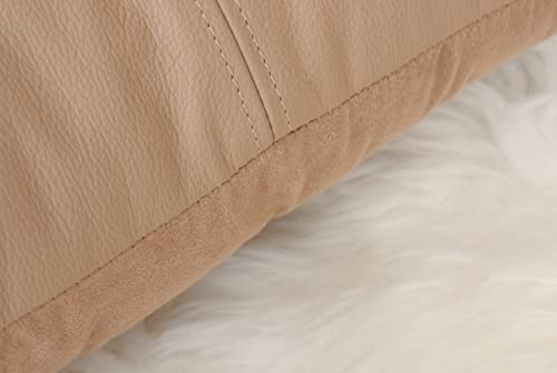 Ayra Homes™ Pack Of 1 High Class Genuine Leather Throw Pillow/Cushion Cover Without Filler For Couch, Sofa, Bed, Indoor, Living Room & Bedroom 20 X 20 Inches Tan Color #TOP4