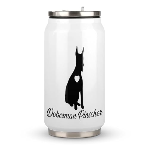Pet Dog Cups,Doberman Pinscher Cup Stainless Steel Travel Tumbler with Lid And Straw, Travel Drinking Botter Water Glasses Keeps Drinks Cold & Hot,300ml