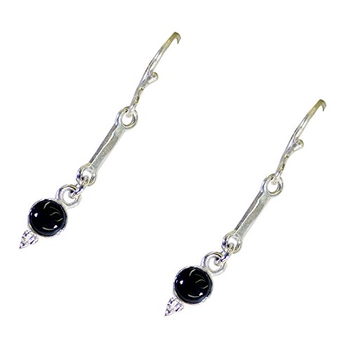 Boucles d'oreilles onyx noir et argent 925 forme ronde pour femme