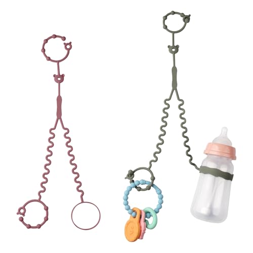 FHBHJNATC 2 Piezas Cadena Chupete Bebe, Chupetero Silicona, Cuerda Chupete Bebe, Adecuada Para Colgar Juguetes, Biberones, Cadena Para Biberones Con Forma De Oso Cadena Para Mordedor