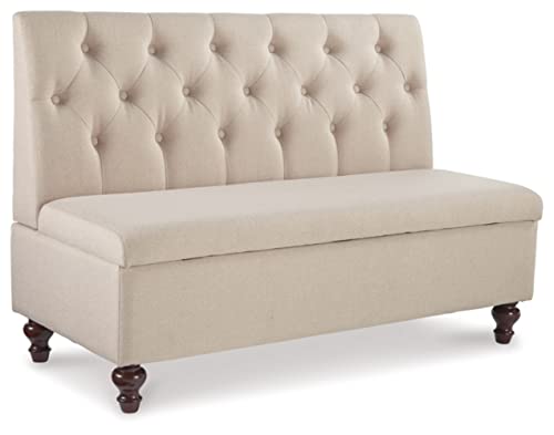 Signature Design by Ashley Gwendale French Country Tufted Back Storage Bench, Beige