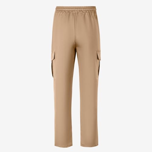 Sinzelimin Men Cargo Pants Jogger Workout Trouser Fashion Solid Color Drawstring Elastic Waist Loose Comfy Wide Leg Sweatpant3
