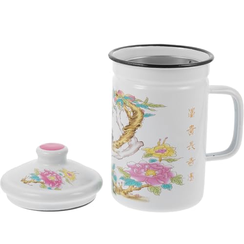 Taza de esmalte para viaje y acampada con filtro de té integrado 2