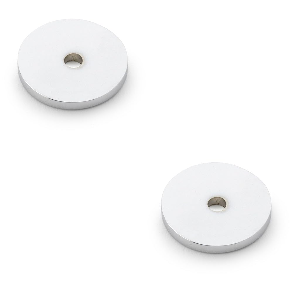 Loops 2 PackRound Kitchen Door Knob BackplatePolished Chrome 25mm Diameter Circular Plate from B&Q