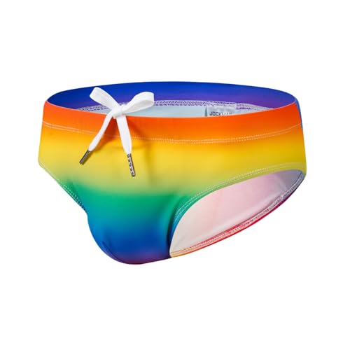 JOCKMAIL Mens Swim Briefs Bikini Underwear Printed Swimsuit Beach Swimwear Low Rise Quick Dry with Drawstring