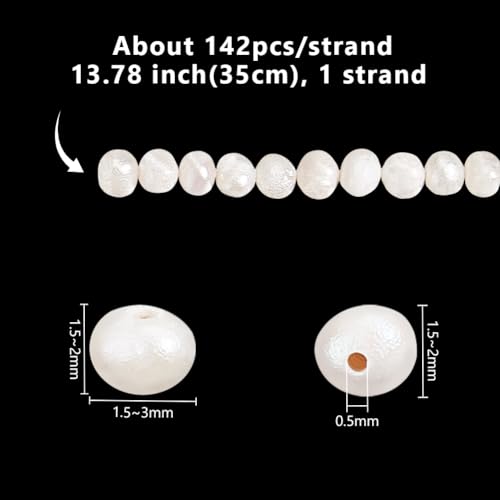 GOMAKERER About 142 Pcs Natural Pearl Beads 2mm - Image 2