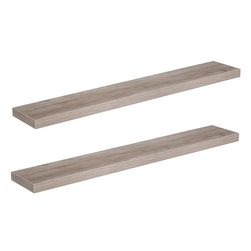 Image of HOOBRO Floating Shelves for Wall, Wall Mounted Shelf Set of 2, 47.2 inch Hanging Shelf with Invisible Brackets, for Wall Decor Storage in Bathroom Bedroom Kitchen Living Room Office, Greige BG120BJP201